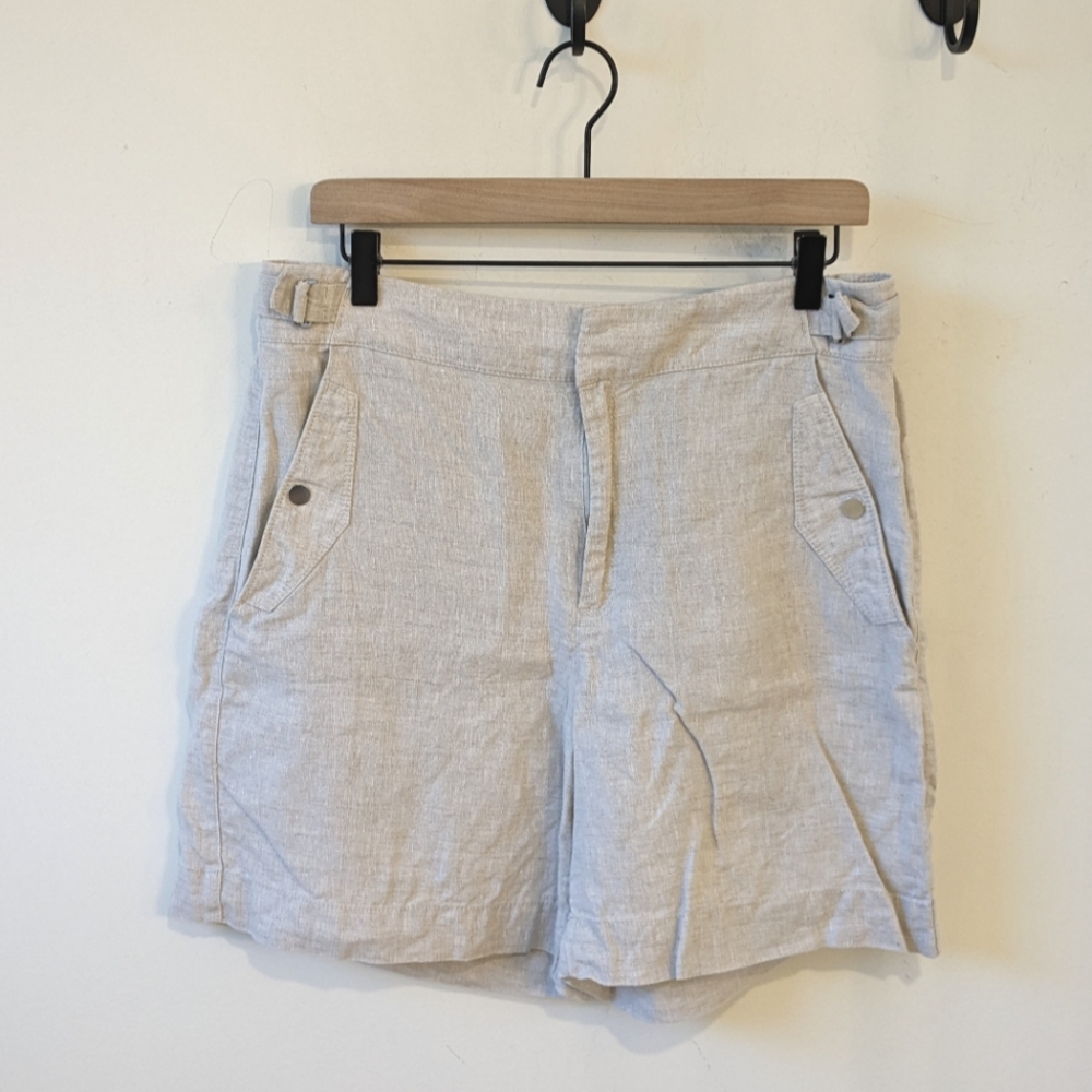 Athleta 2023 Voyager Tan Linen Shorts Women's 12